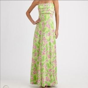 Lilly Pulitzer Limeade Long Strapless Maxi Dress